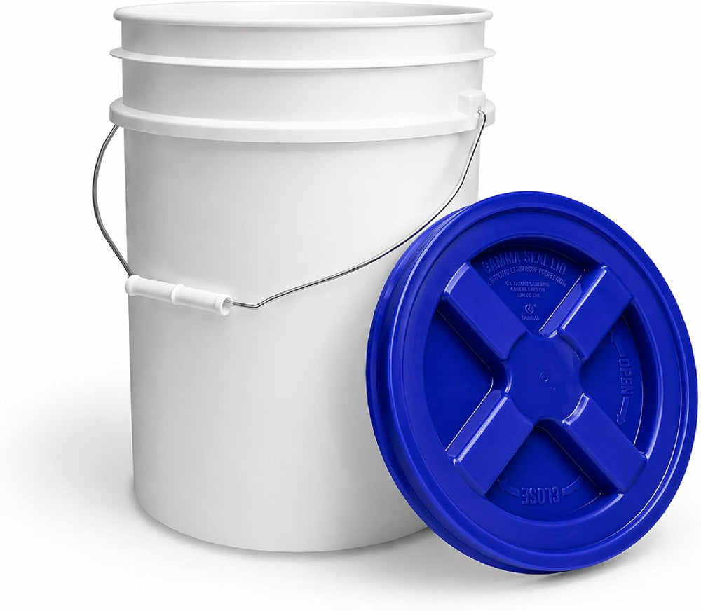 ePackageSupply 5 Gallon Bucket - Food Grade w/Lid BPA-Free, White/Blue, 6