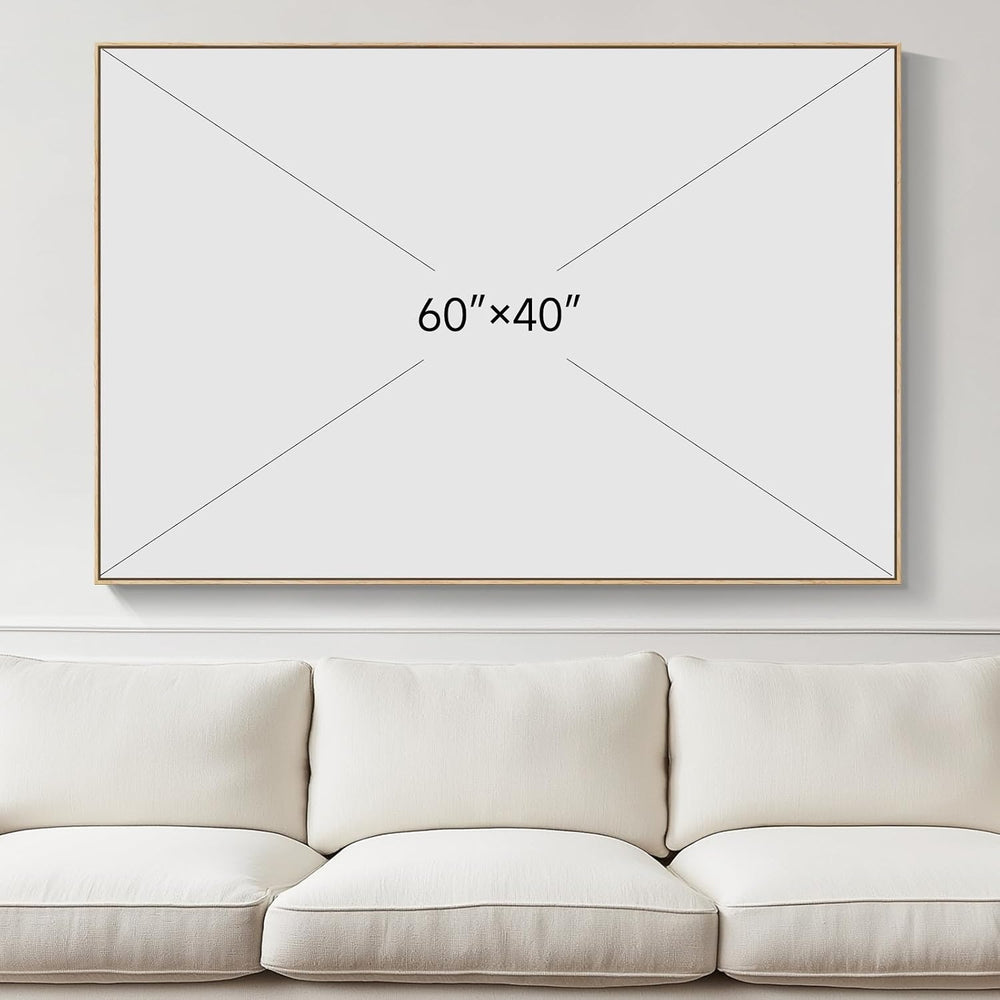 Extra Large Framed Beige Blue Coastal Abstract Wall Art, Horizontal 60x40