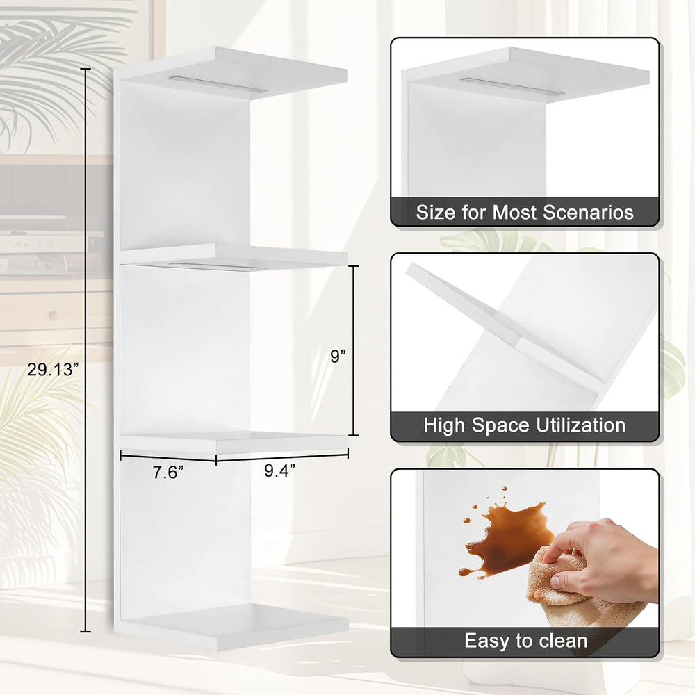 4 Tier LED Wall Shelf, White
