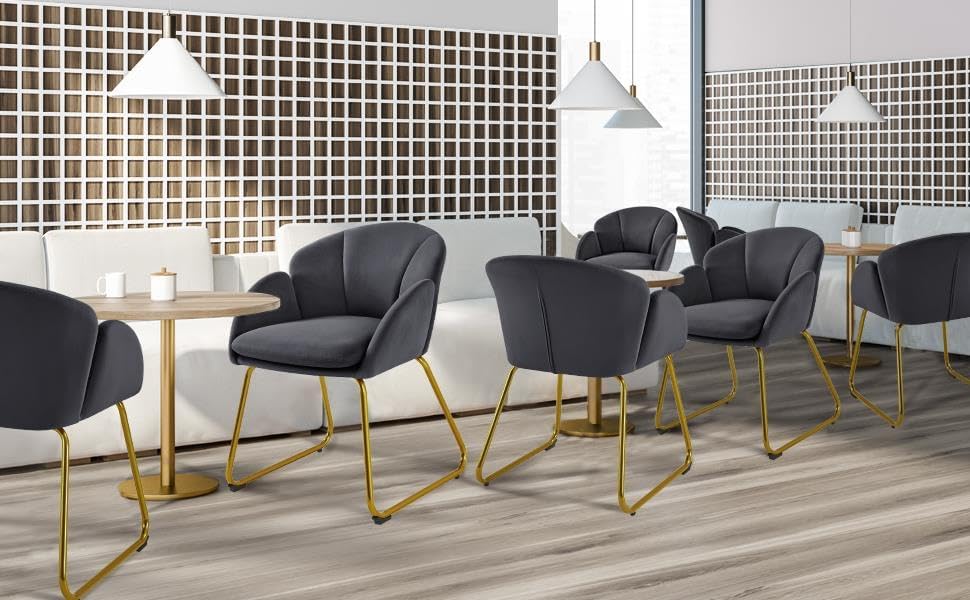 Yaheetech Velvet Living Room Chair, Flower Shaped Armchair with Golden Legs, ...
