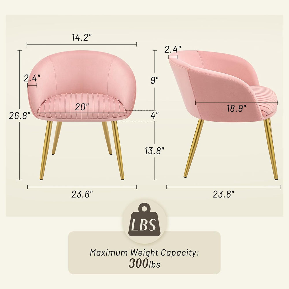Accent Chairs Set of 2 Girls Desk Chair No Wheels Comfy for Makeup Vanity, 20...