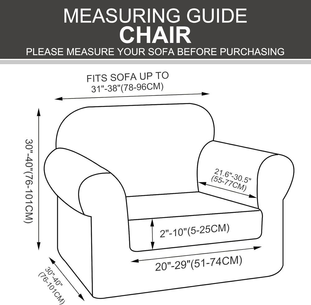2 Pieces Stretch Chair Cover For Sofa Slipcover, 1 Seat, Dark Gray