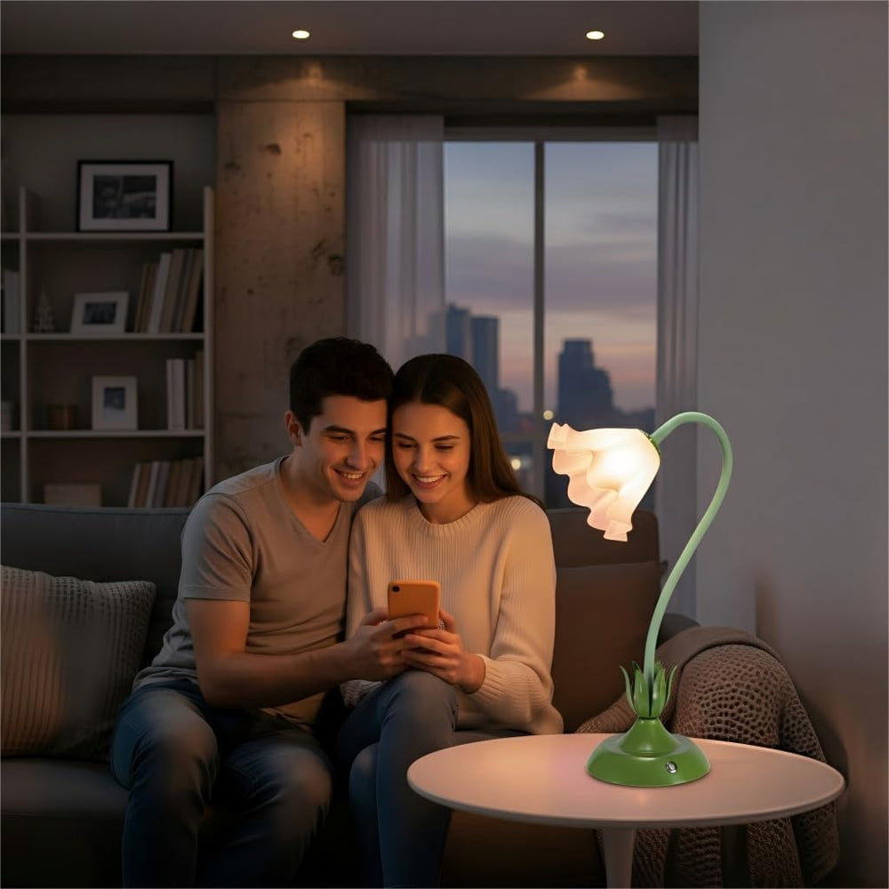 Cordless Flower Table Lamp Green, Valentine‘s Gift, 5200-mAh Rechargeable Tou...