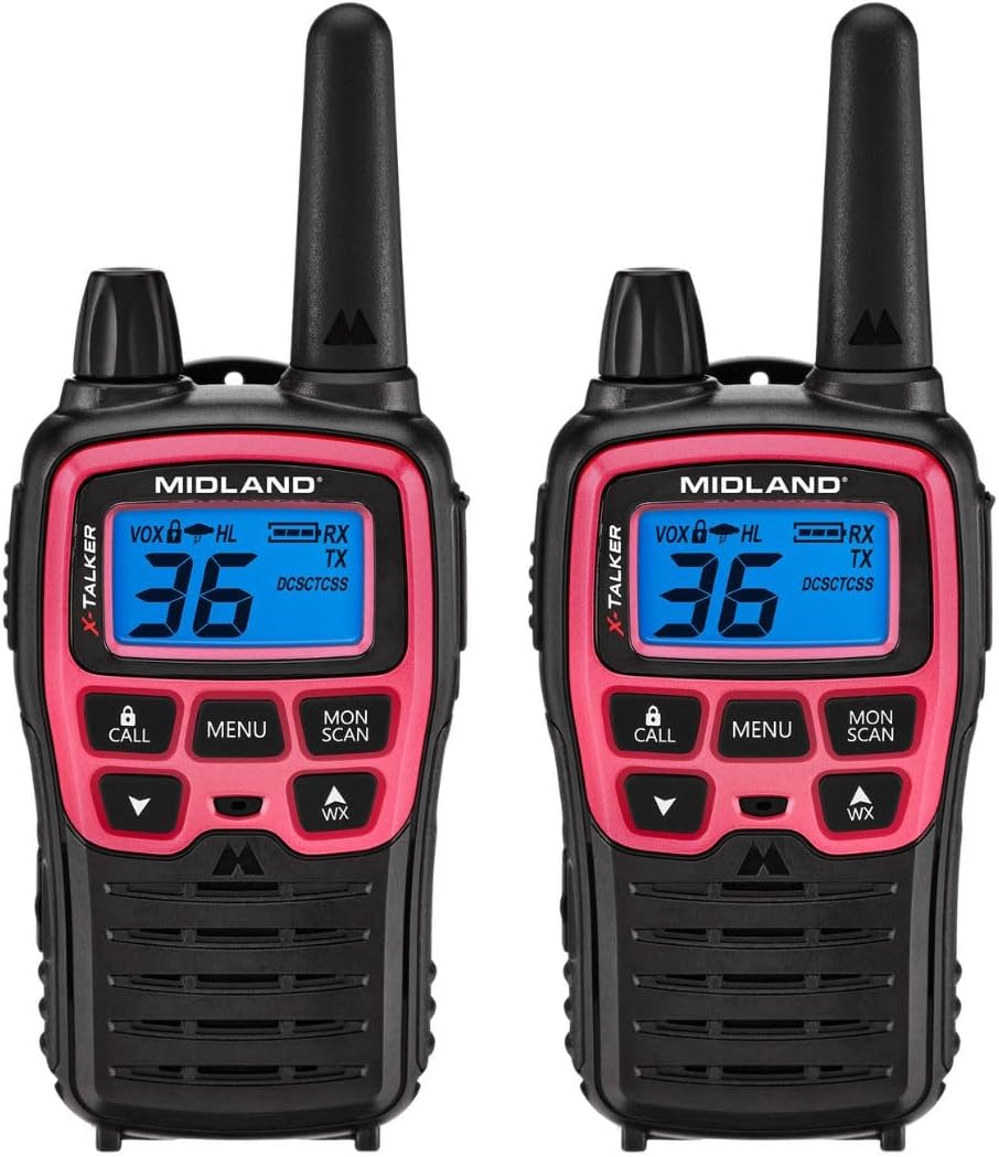 Midland T71PNK X-Talker FRS Walkie Talkie, Pink, 2 Pack