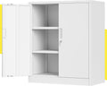 CJF Metal Storage Cabinet, 36" H Locking Storage Cabinet with Shelves and Doors for Home Office, Garage, Utility Room, Entryway(White)