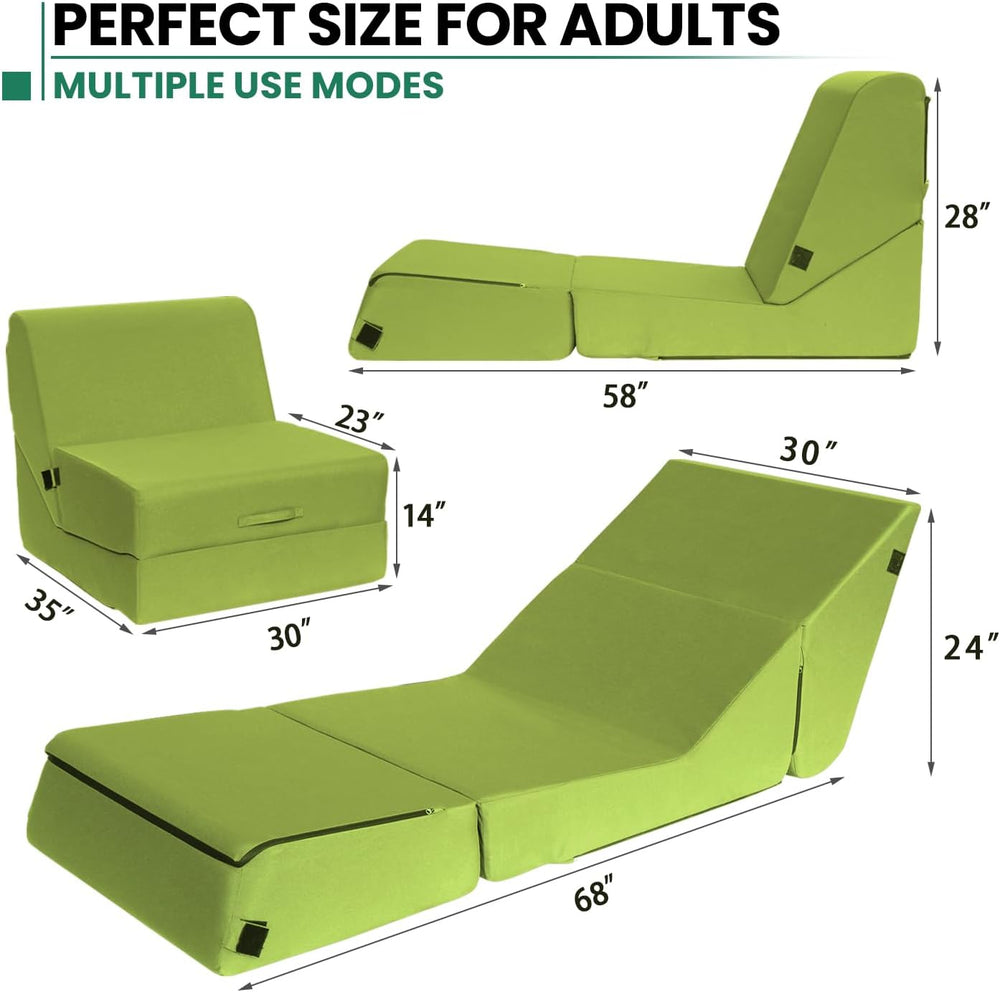 jela Boneless Folding Chaise Lounge Indoor, Folding Ergonomic Cloud Reading C...