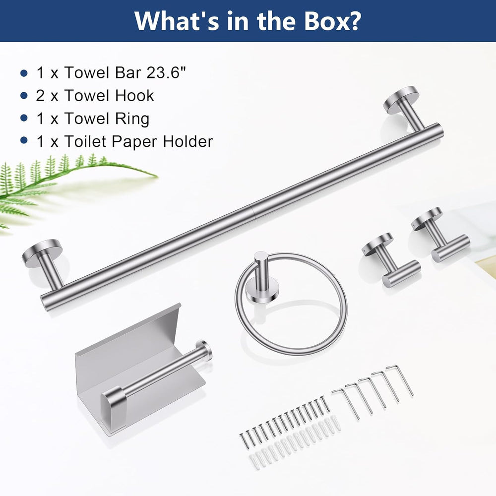 TQKAG 5 Piece Towel Bar Set, 23.6 Inch Brushed Nickel Bathroom Accessories
