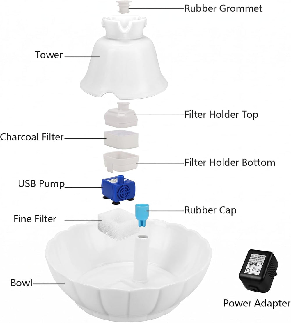 iPettie Tritone Ceramic Cat Water Fountain, Heavy-Duty Waterer for Pets