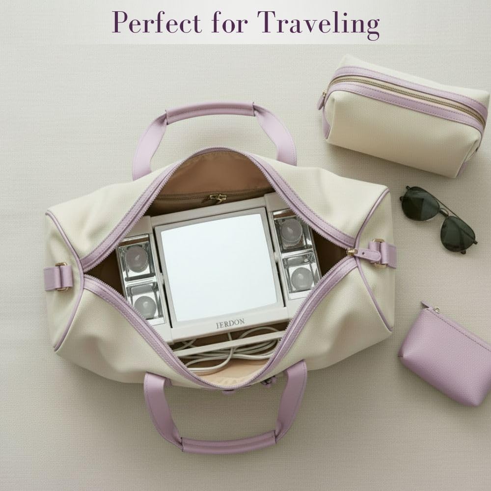 JERDON Lighted Makeup Mirror with 3X Magnification - White - J1010