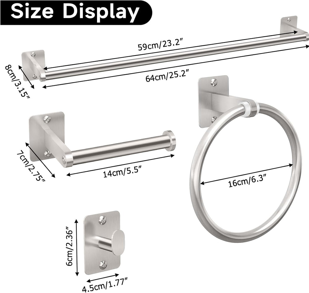 KLJKPA 10-Piece Brushed Nickel Bathroom Hardware Set, 24 inch Towel Bar