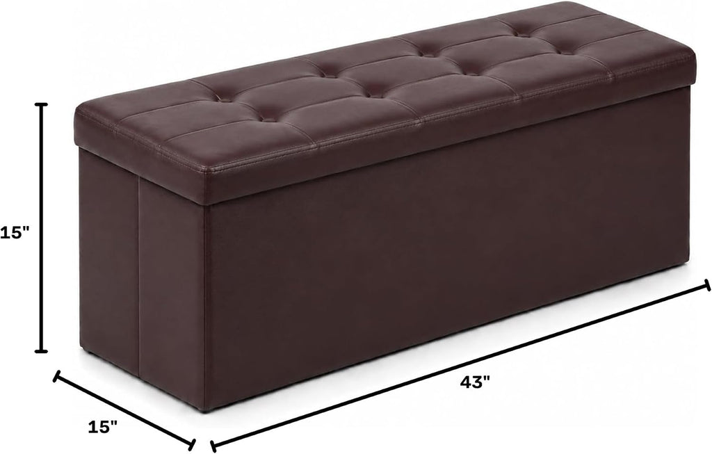 alasdo 43 inch folding storage ottoman bench with shown in use