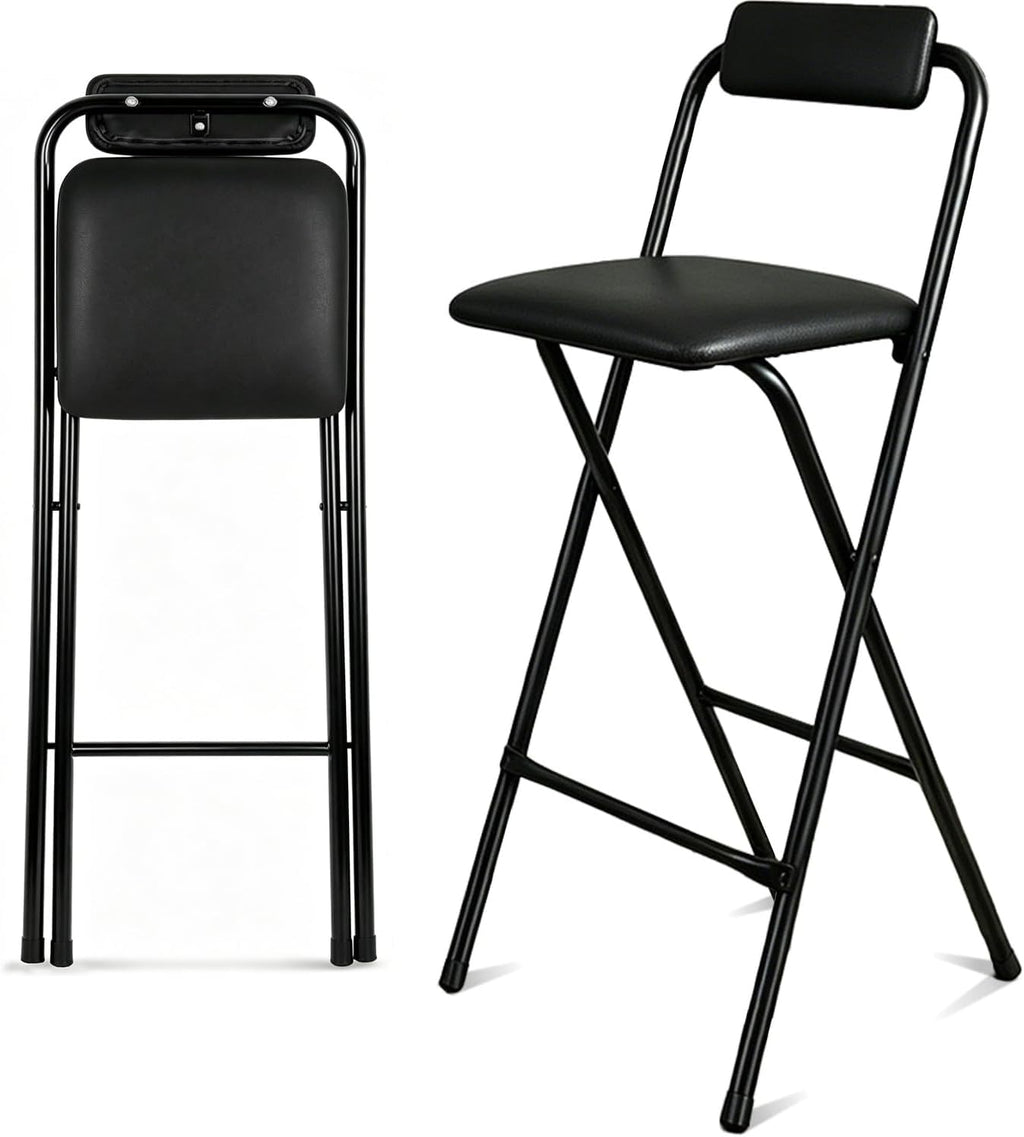 Folding Stool with Back,1Pcs Tall Foldable Stool 25.5 Inch