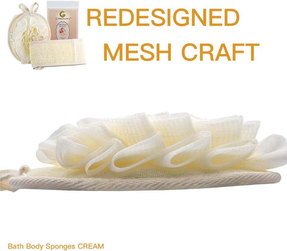 Mesh Pouf Body Sponge Set - Redesign Bath Loofahs Shower Puffs 2 Pack & E...
