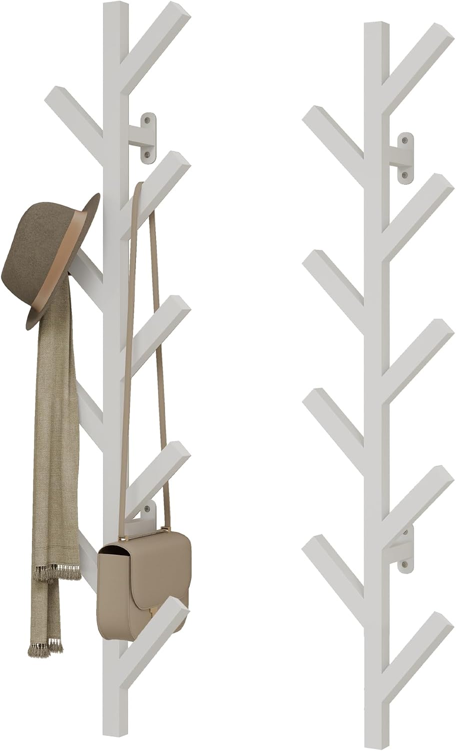 Vlush Wall-Mounted Metal Coat Rack with 9 Hooks White coat hooks