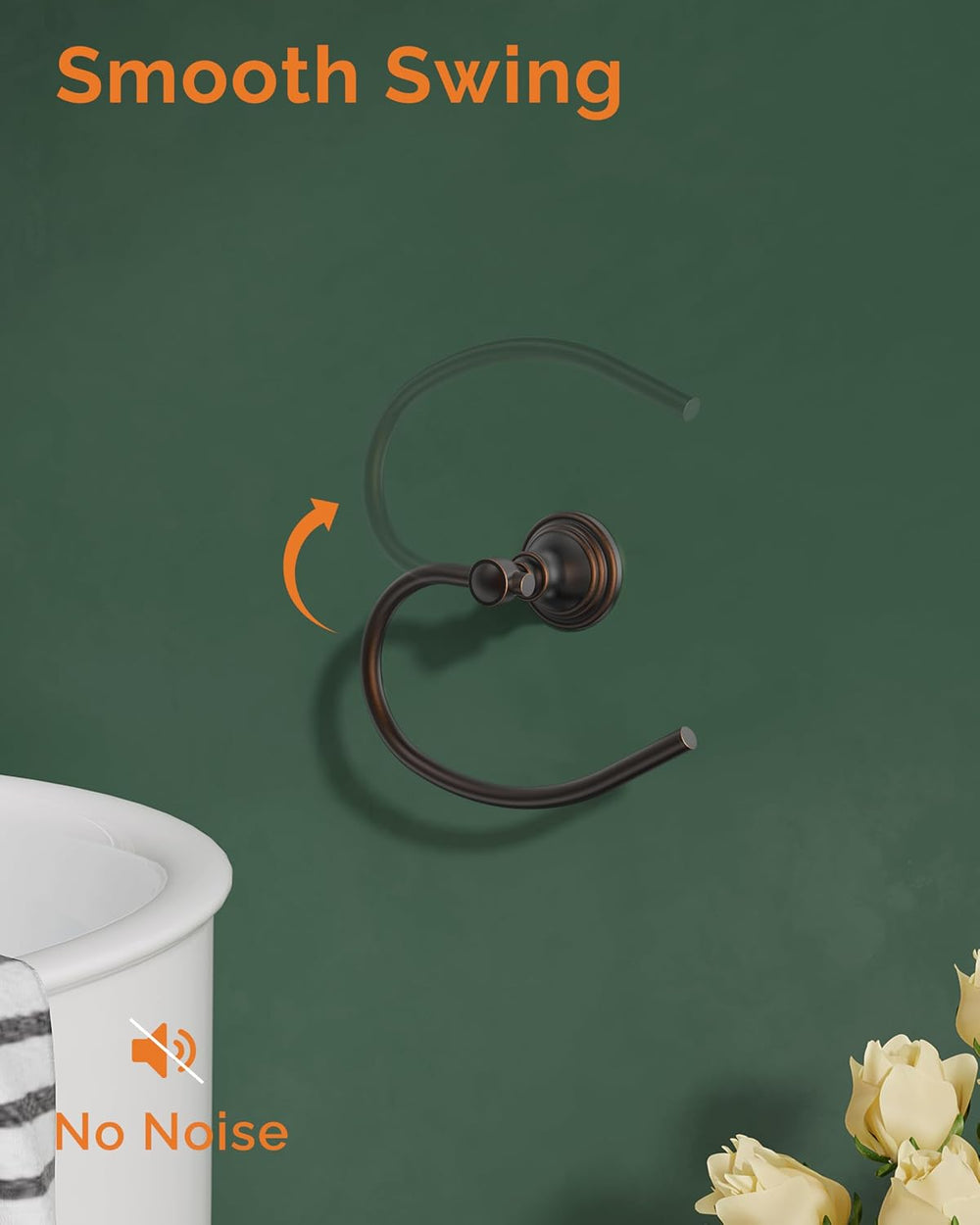 Towel Ring Wall Mount for Bathroom, Oil Rubbed Bronze 2 Pack