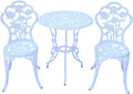 3-Piece Cast Aluminum Outdoor Bistro Set, Outdoor Table and Chairs Set of 2 with Umbrella Hole for Patio Garden Park(White, Rose)
