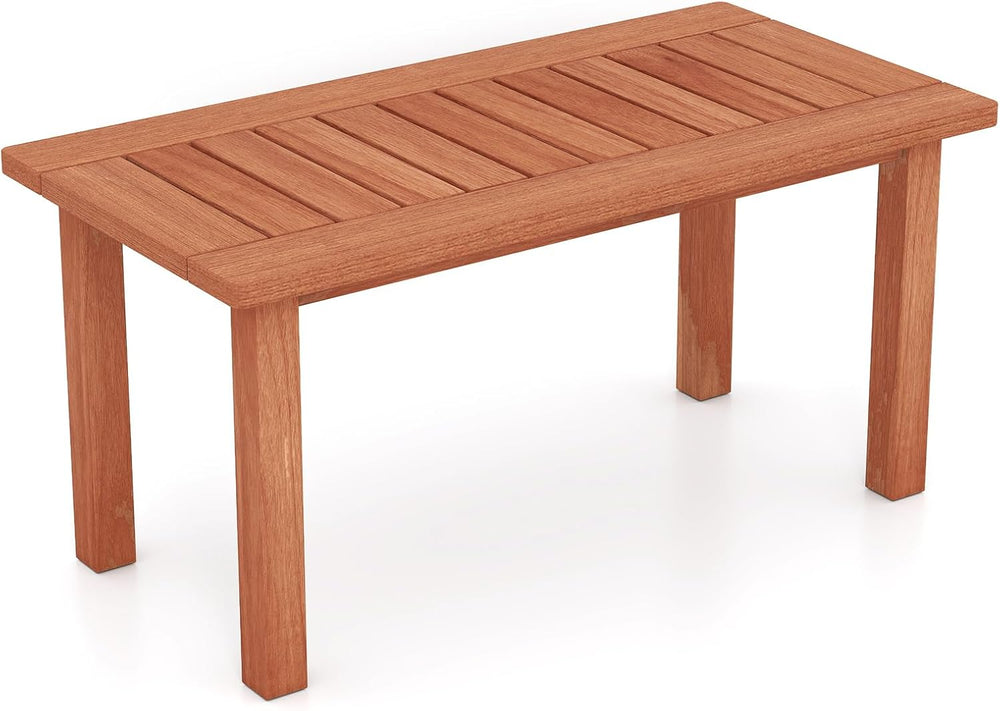 RELAX4LIFE Wood Outdoor Coffee Table - 35.5’’ Rectangular Small Patio Table w...