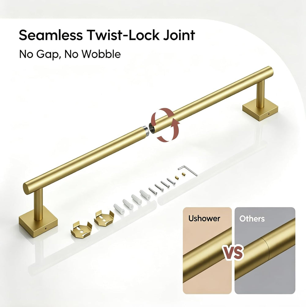 USHOWER Brushed Gold Bath Towel Bar, 30 Inch Towel Racks for Bathroom