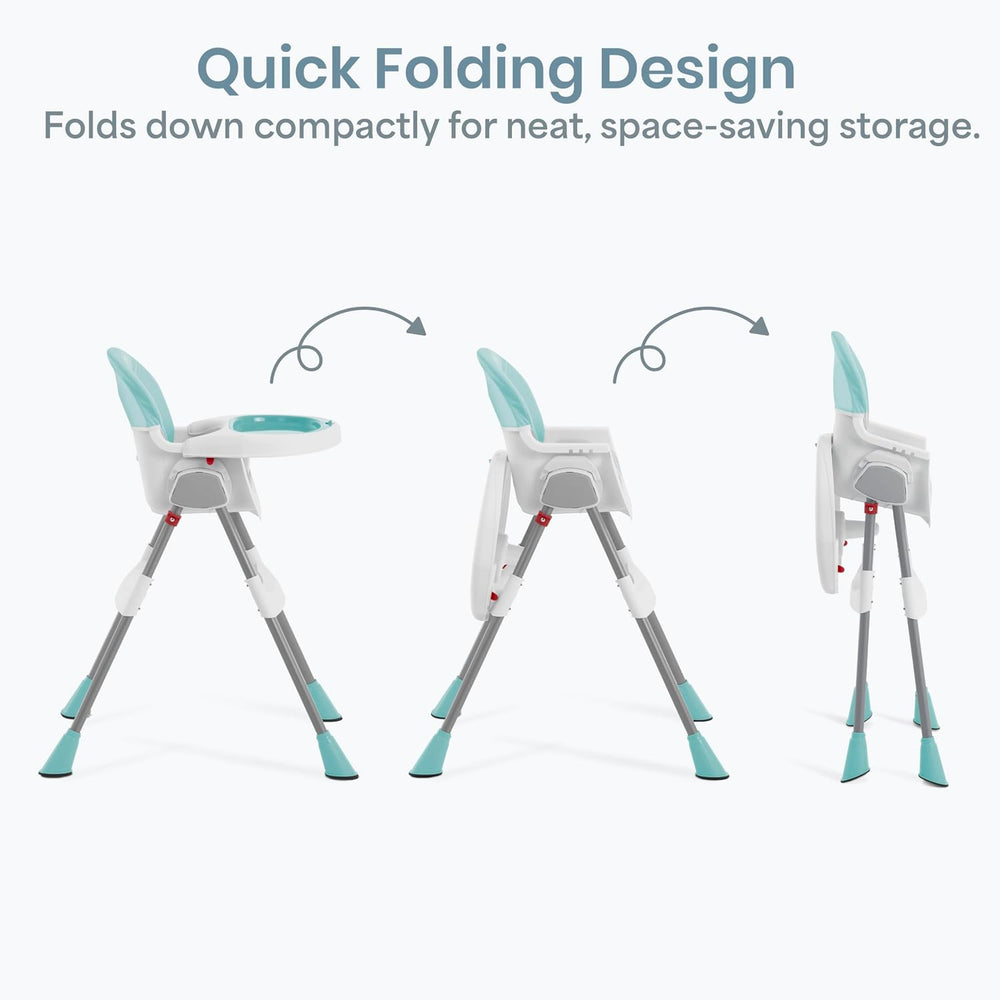 Dream On Me TableTalk 2-in-1 Convertible High Chair, 5-Point Harness, Aqua