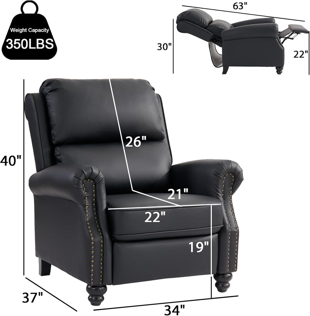 CANMOV Pushback Recliner Chair Faux Leather Armchair Push Back Recliner with ...