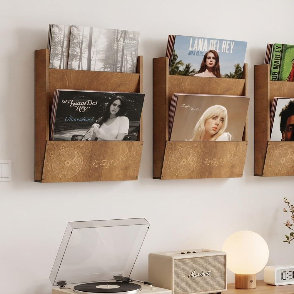 2 Sets Vinyl Record Shelf Wall Mount, Album Record Holder Display, Floating S...