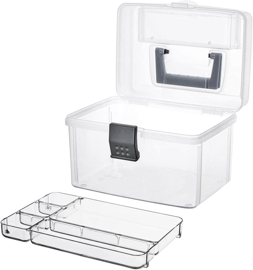 MyGift Clear First Aid Kit Box with Tray, Portable Medicine Storage
