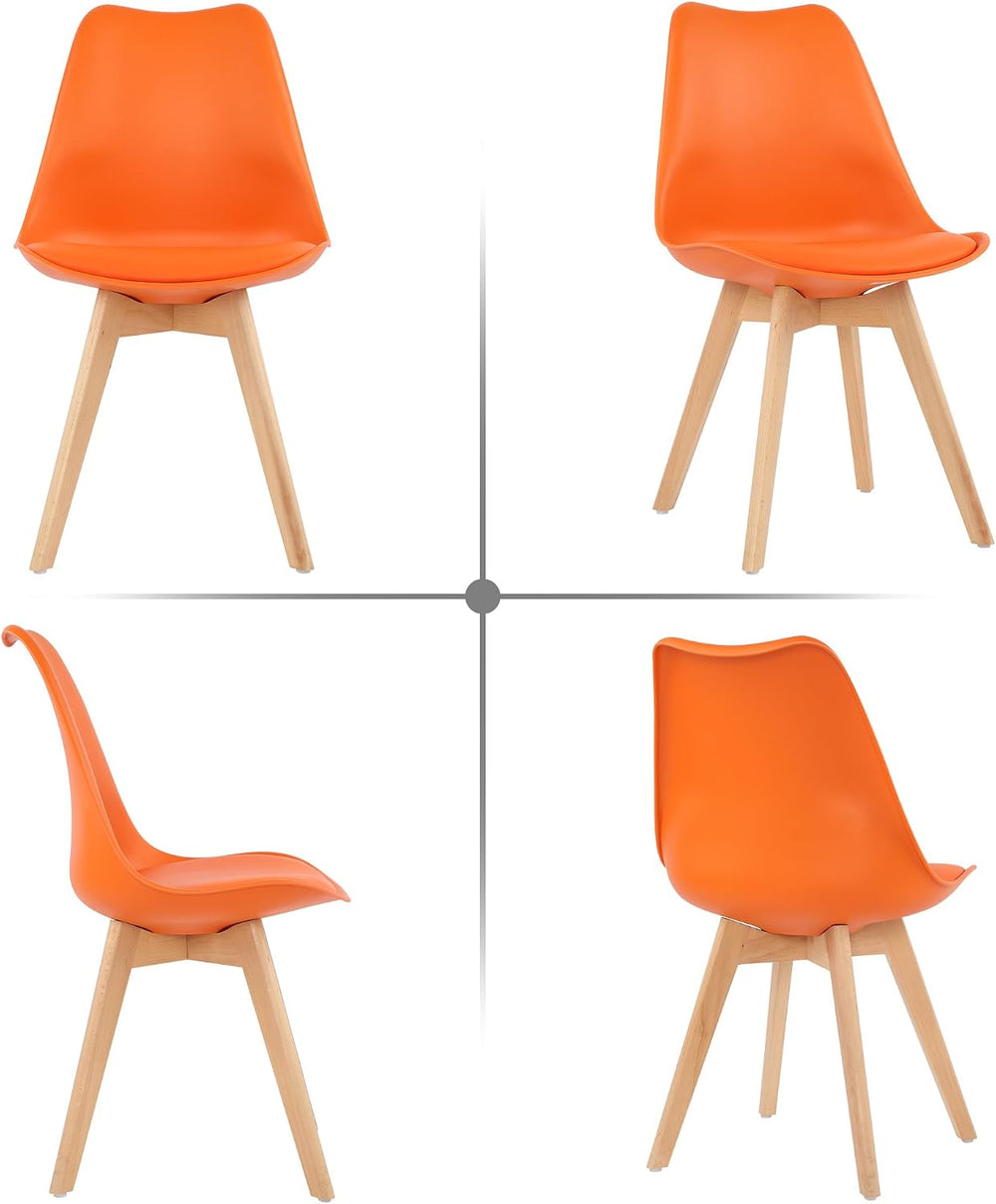 LSSBOUGHT Mid Century Modern Dining Chairs,Shell Lounge Plastic Side Chair wi...