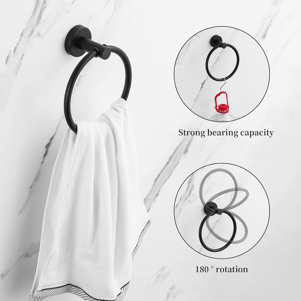 Bathroom Hardware Set Black 10 Pieces, Towel Bar Set Matte Black Stainless St...