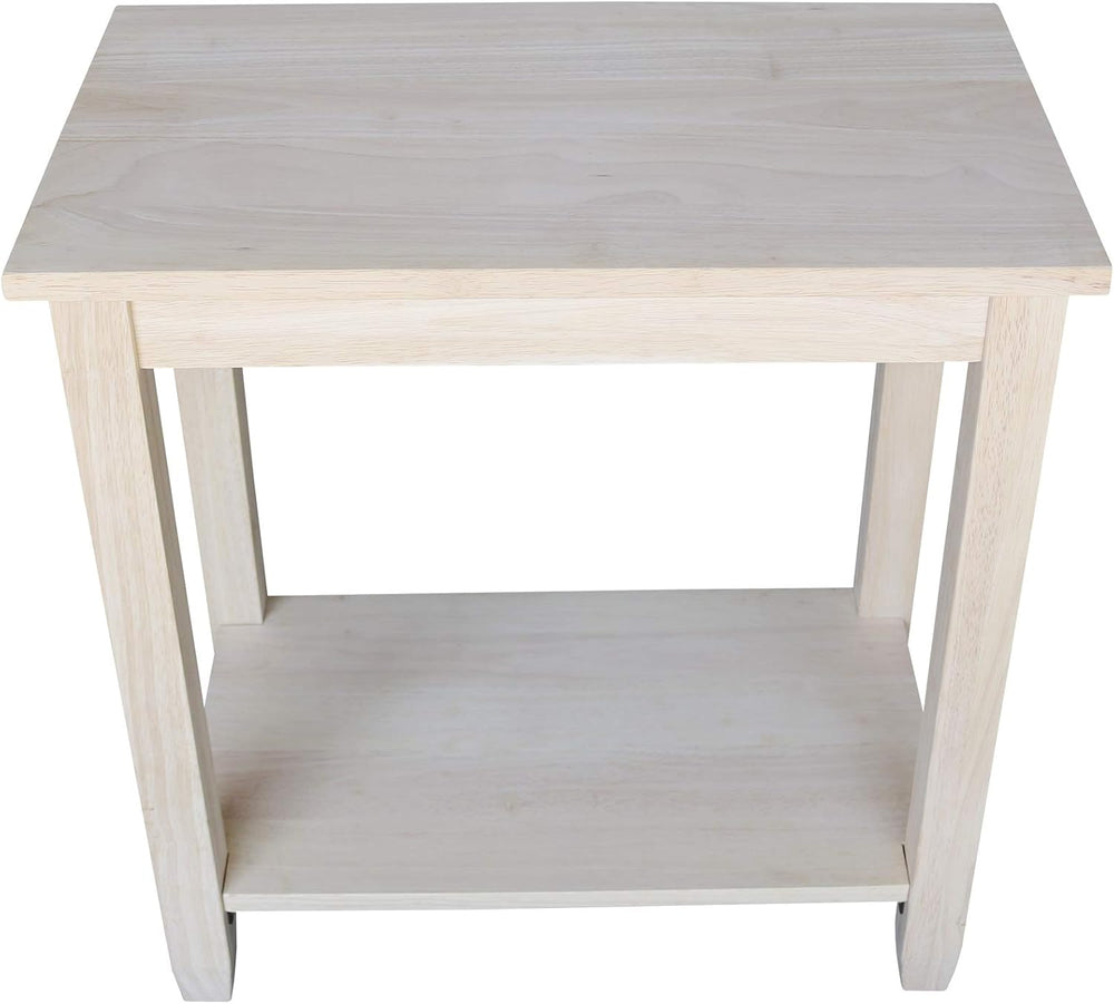 IC International Concepts Solano Solid Wood Accent Table, Unfinished