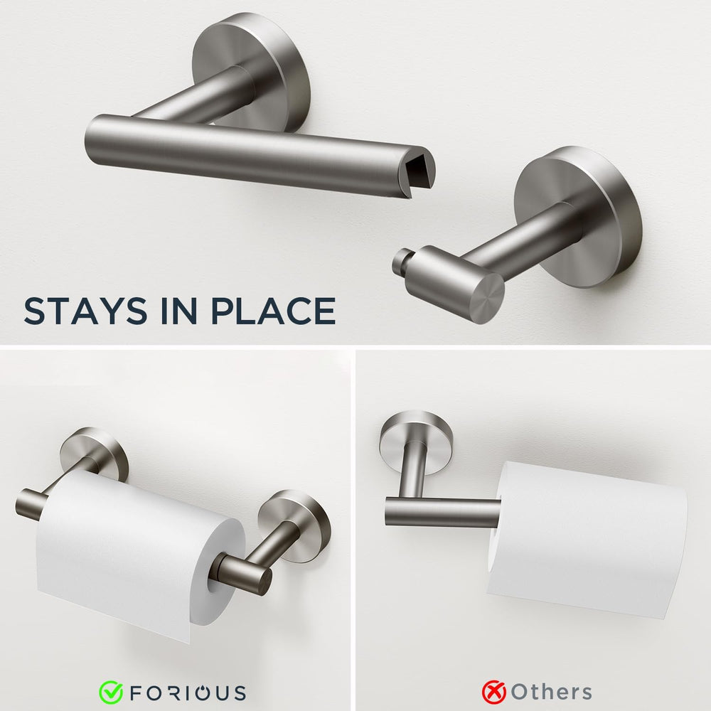 FORIOUS Bathroom Accessories, 4-Piece Bathroom Hardware Set - 24" Towel Bar