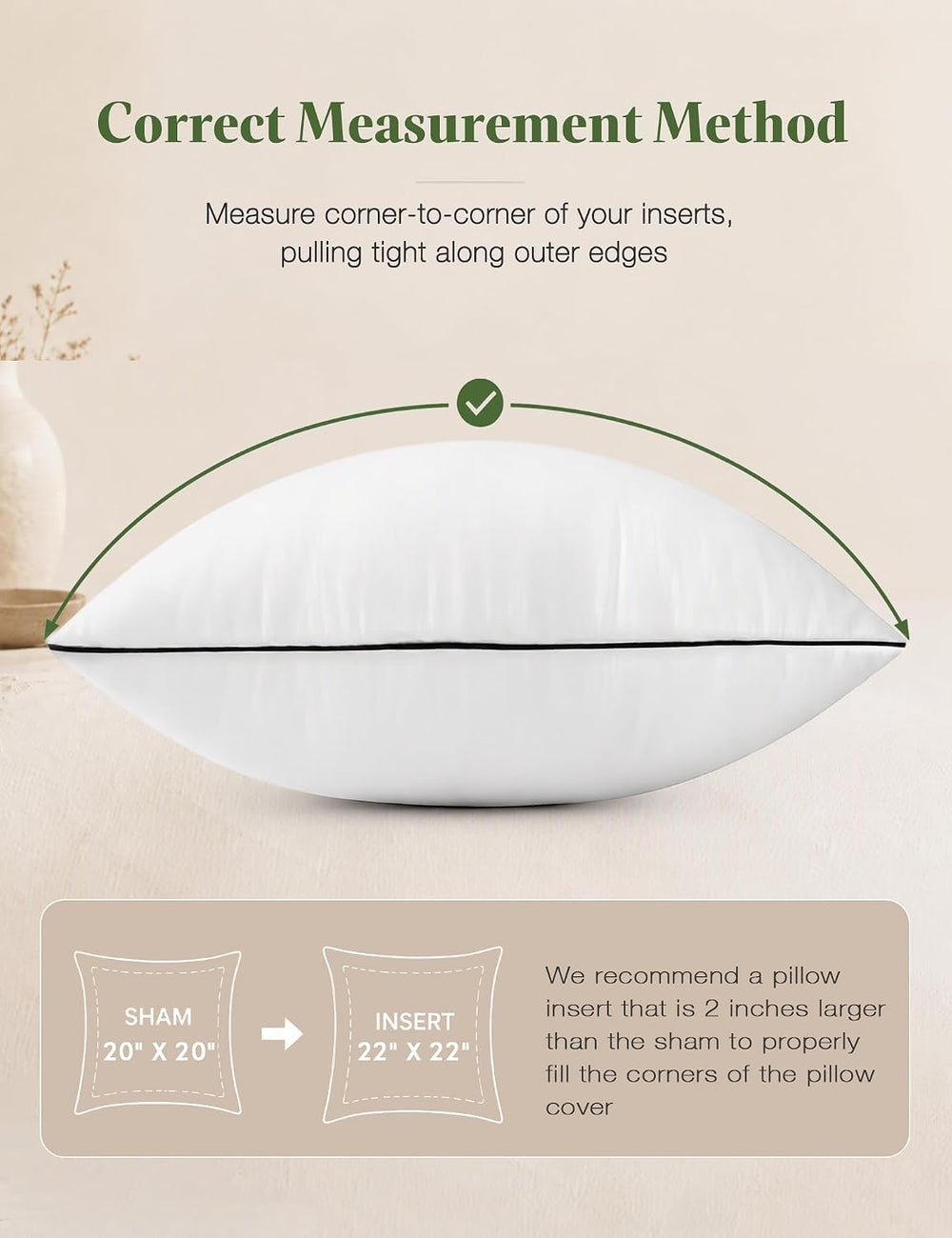 TOPGREEN Organic Feathers Down Pillow Insert 18x18, Pack of 2