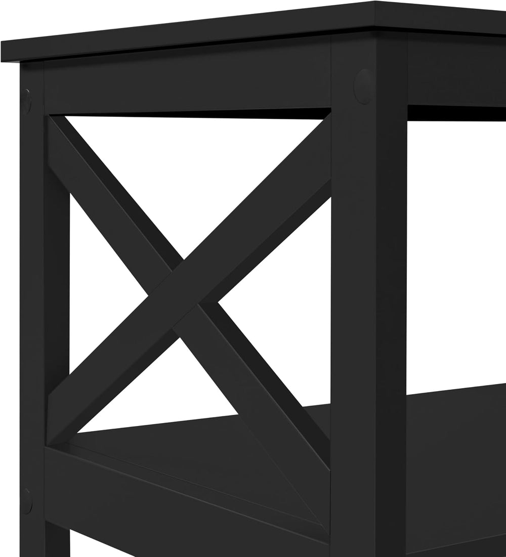 Yaheetech Black Coffee Table for Living Room, X-Design Storage Shelf, 39.5“
