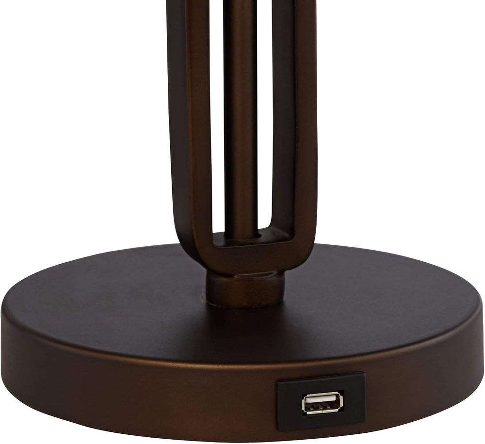 Iron Samuel 20" Small Table Lamps Set of 2 Bronze with USB Charging Port