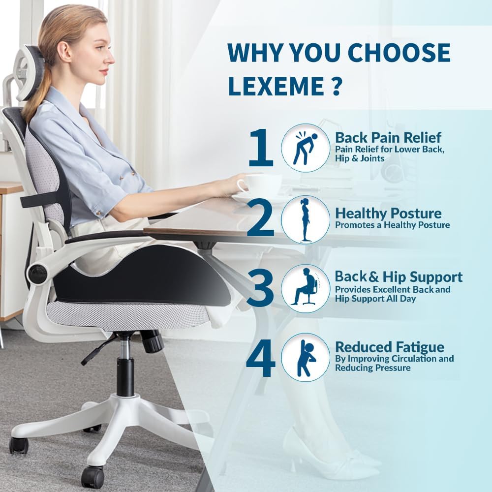 Seat Cushion for Office Chair, Ergonomic Cushion with Lumbar Support Pillow