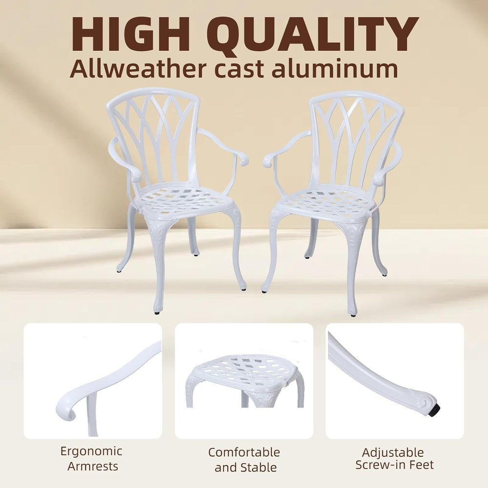 3-Piece Cast Aluminum Patio Bistro Set, Outdoor Rust-Resistant Furniture with...