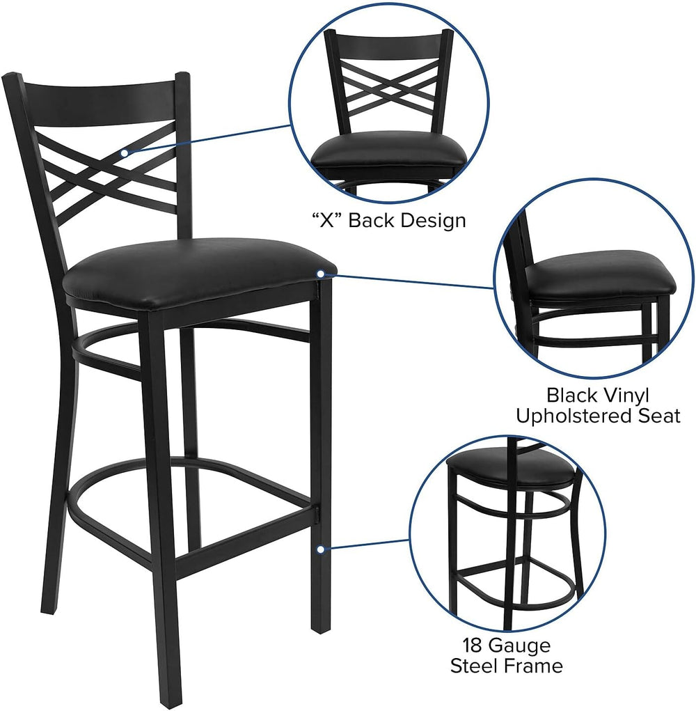 Flash Furniture Hercules Metal Restaurant Barstool, Black