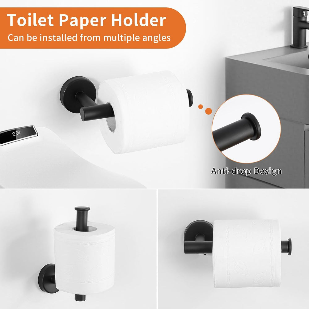 5-Piece Matte Black Bathroom Hardware Set, Towel Racks Set for Bathroom SUS30...