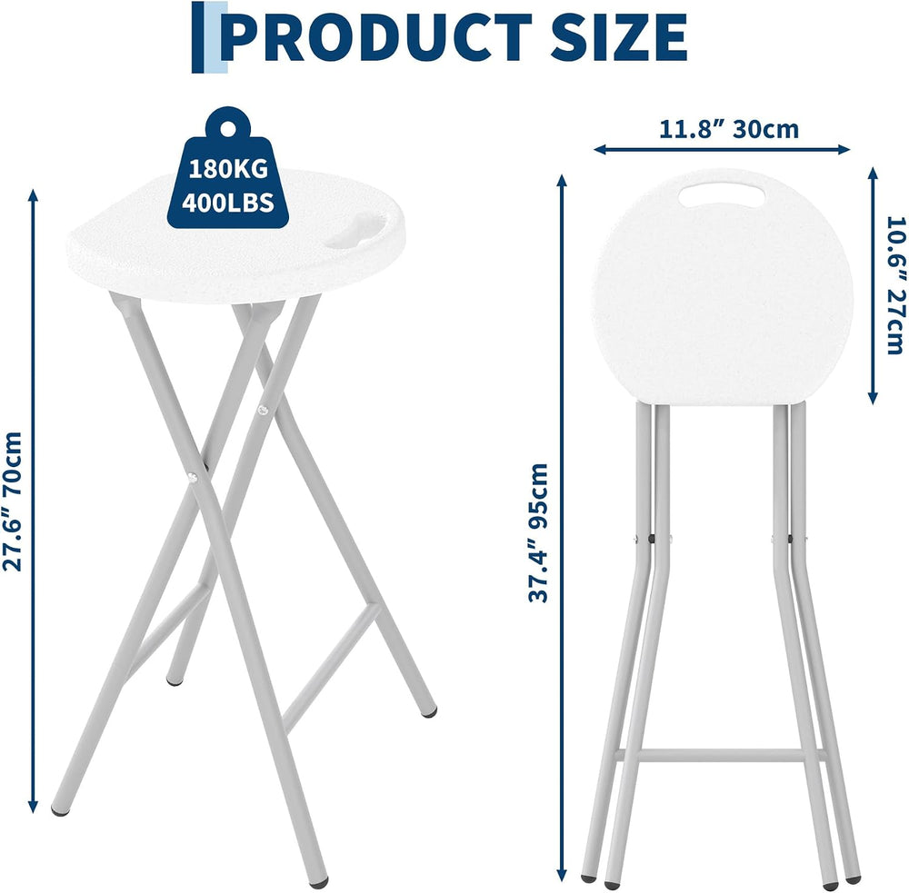 Garvee Folding Stool with Handle 28 Inch Tall 400lbs Capacity, 1 Pcs White
