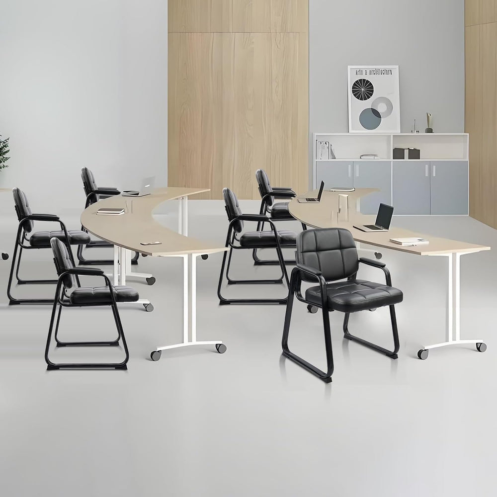 CLATINA Waiting Room Guest Chair with Bonded Leather Padded Arm Rest for Offi...