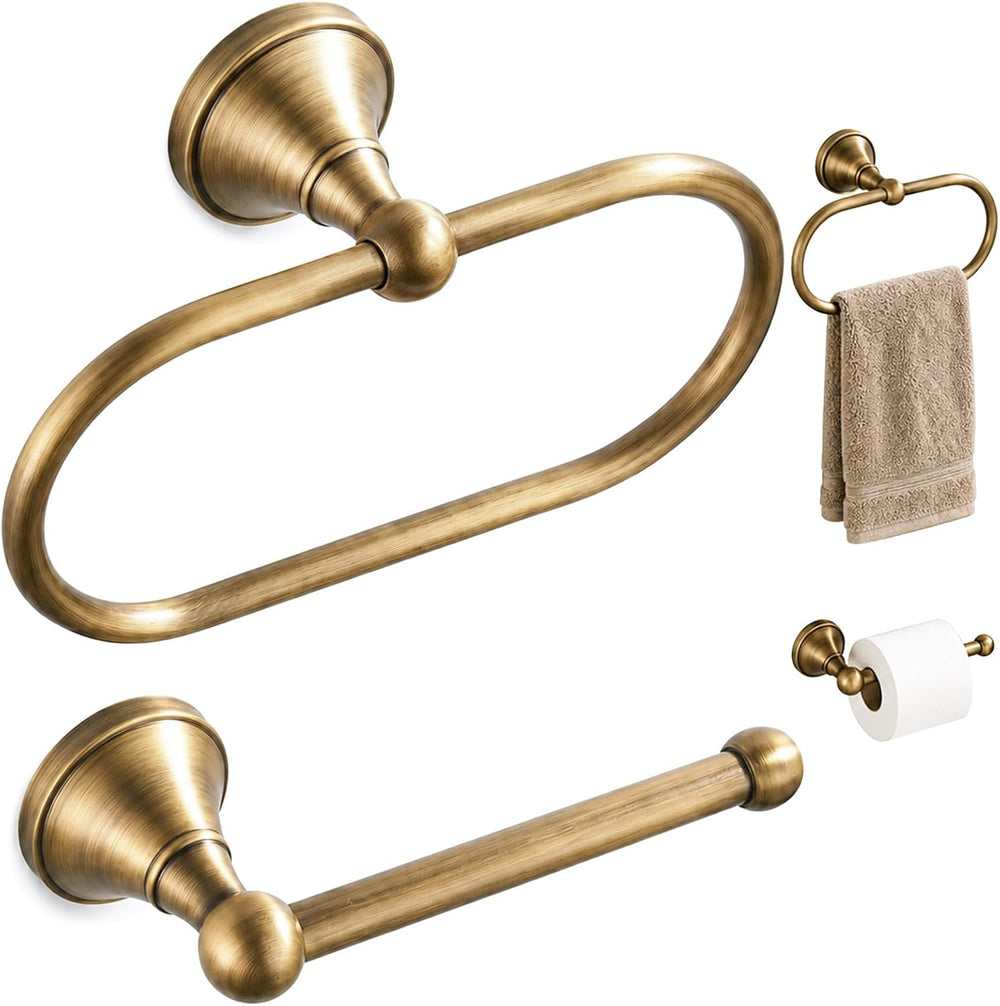 2 Pcs Toilet Paper Holder & Brass Towel Ting, Antique Brass Bathroom Bcce...