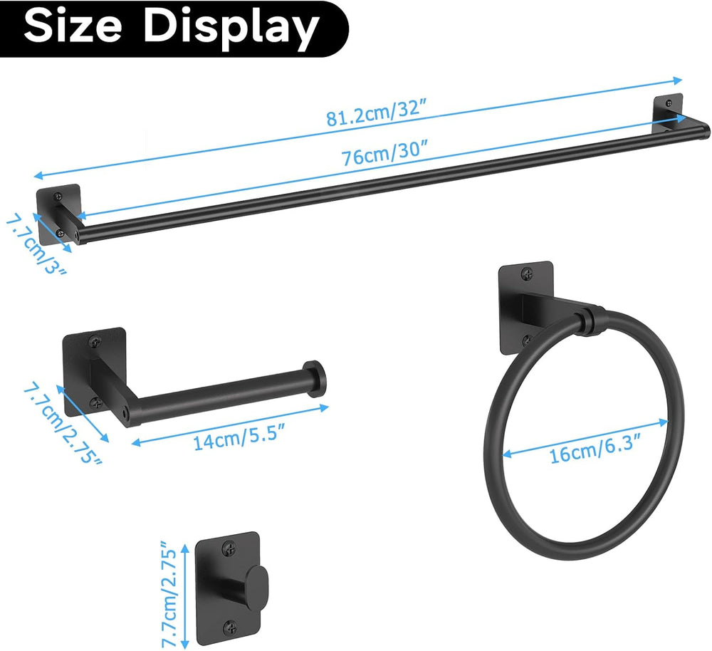 KLJKPA 4-Piece Bathroom Hardware Set, 32 inch Bathroom Towel Holder
