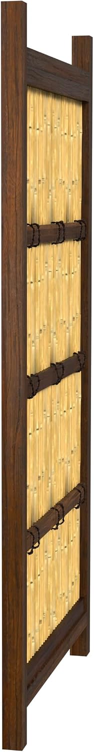 Red Lantern 6 x 3 ft. Japanese Bamboo Kumo Fence Panel, 6ft. x 3ft, Brown