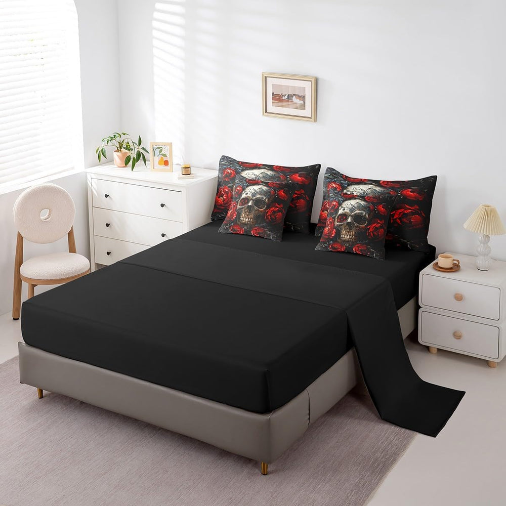 Erosebridal Gothic Skull 7 Piece Bedding Set Twin Size