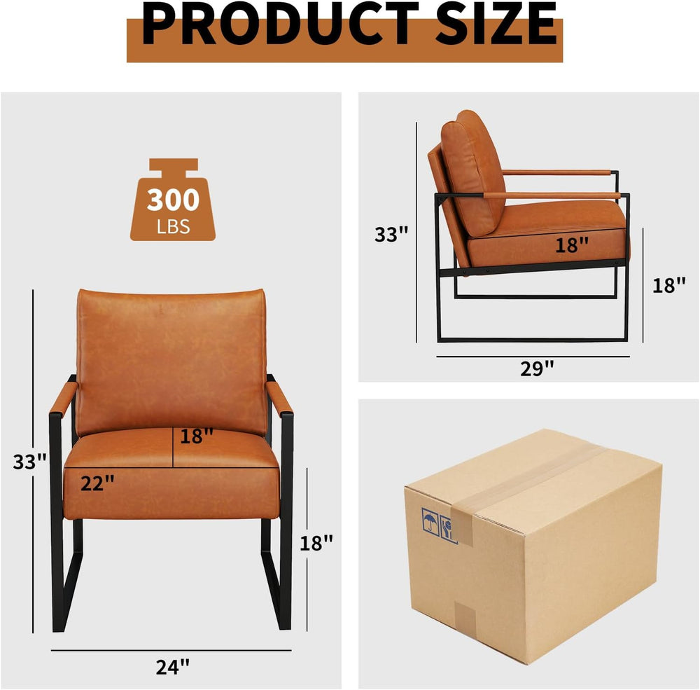 CANMOV Mid Century Modern Accent Chair, PU Leather Armchair with Metal Frame,...