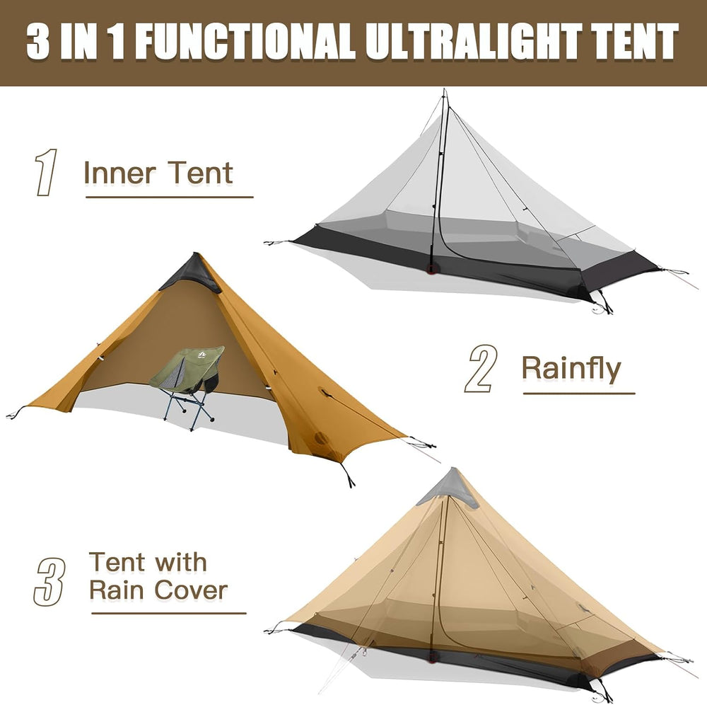 Night Cat Ultralight Tent 1 Person for Professional Backpacker Hiker 2 LBS On...