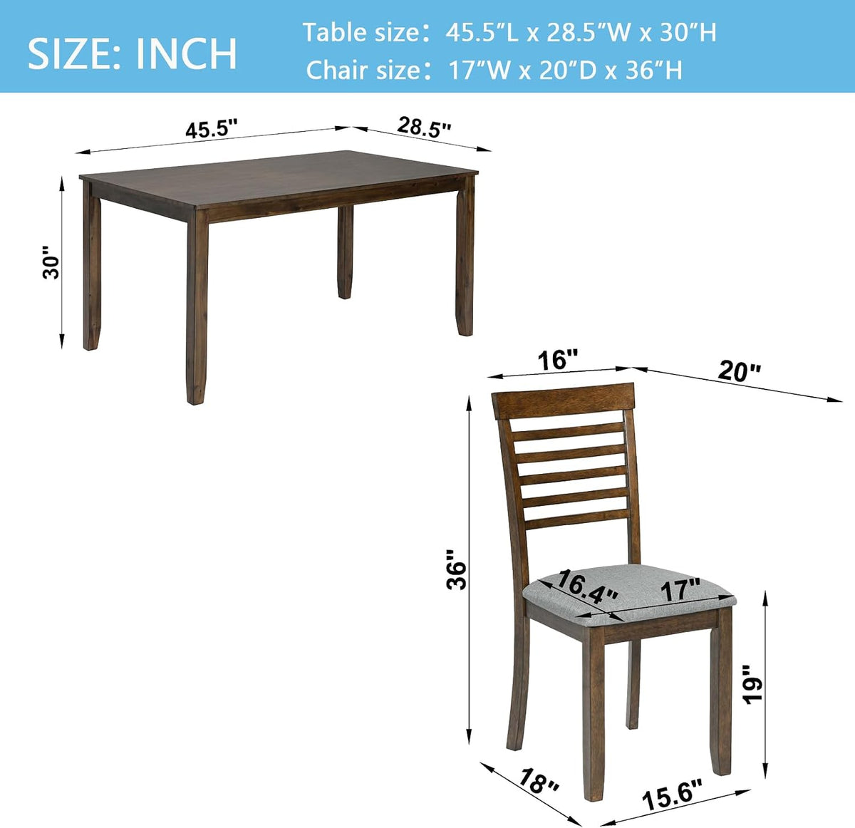 ruisisi farmhouse 5 piece dining table set, rectangular shown in use