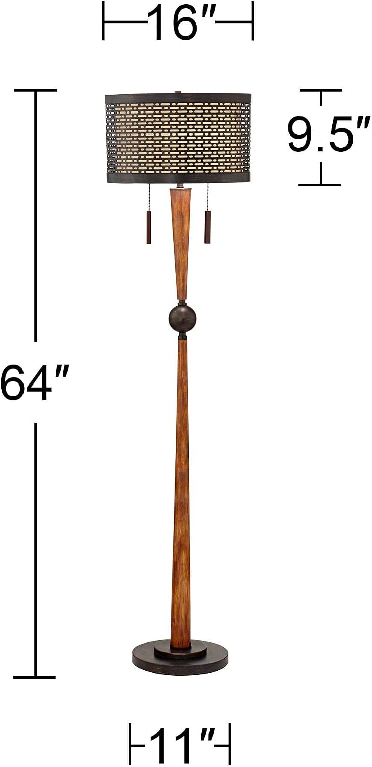 Franklin Iron Works Hunter 64" Tall Rustic Modern Floor Lamp Living Room