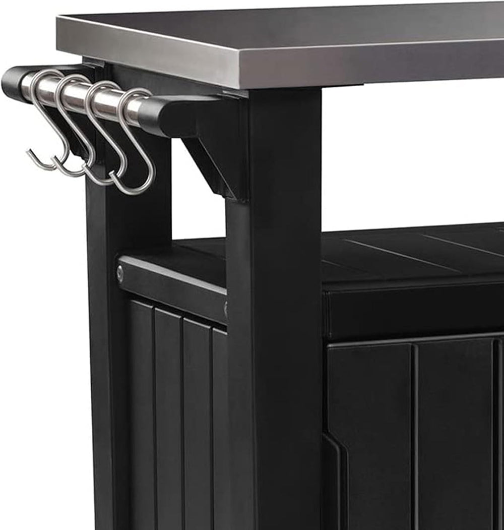 Keter Unity Small 40 Gallon Grill Prep Table and Storage Cart, Grey – BBQ Sta...