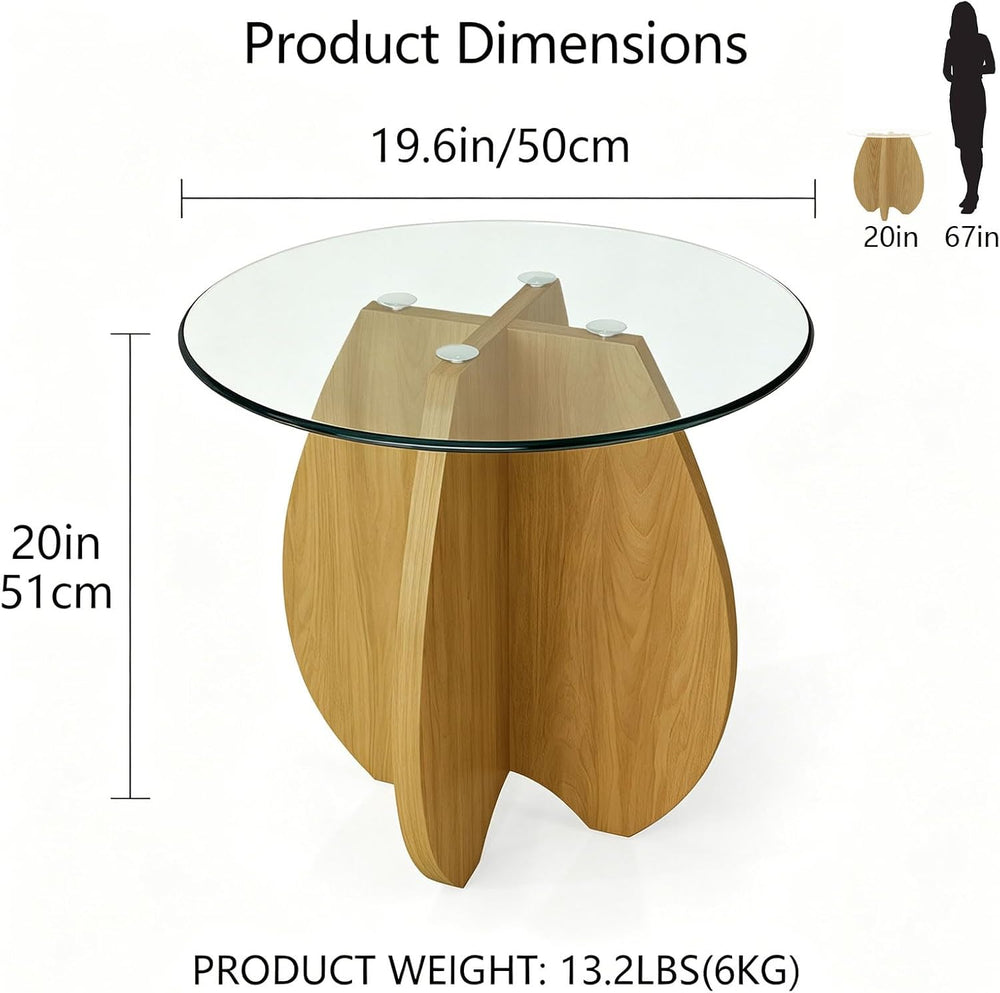 Shell-Shaped Coffee & Side Table with MDF Frame & Clear Tempered Glas...