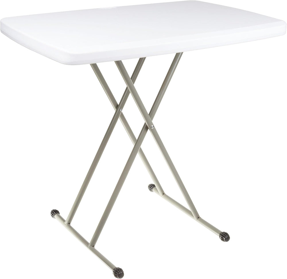 Lavish Home Small Adjustable Folding TV Tray Table, White, 19”H-24”H-28”H